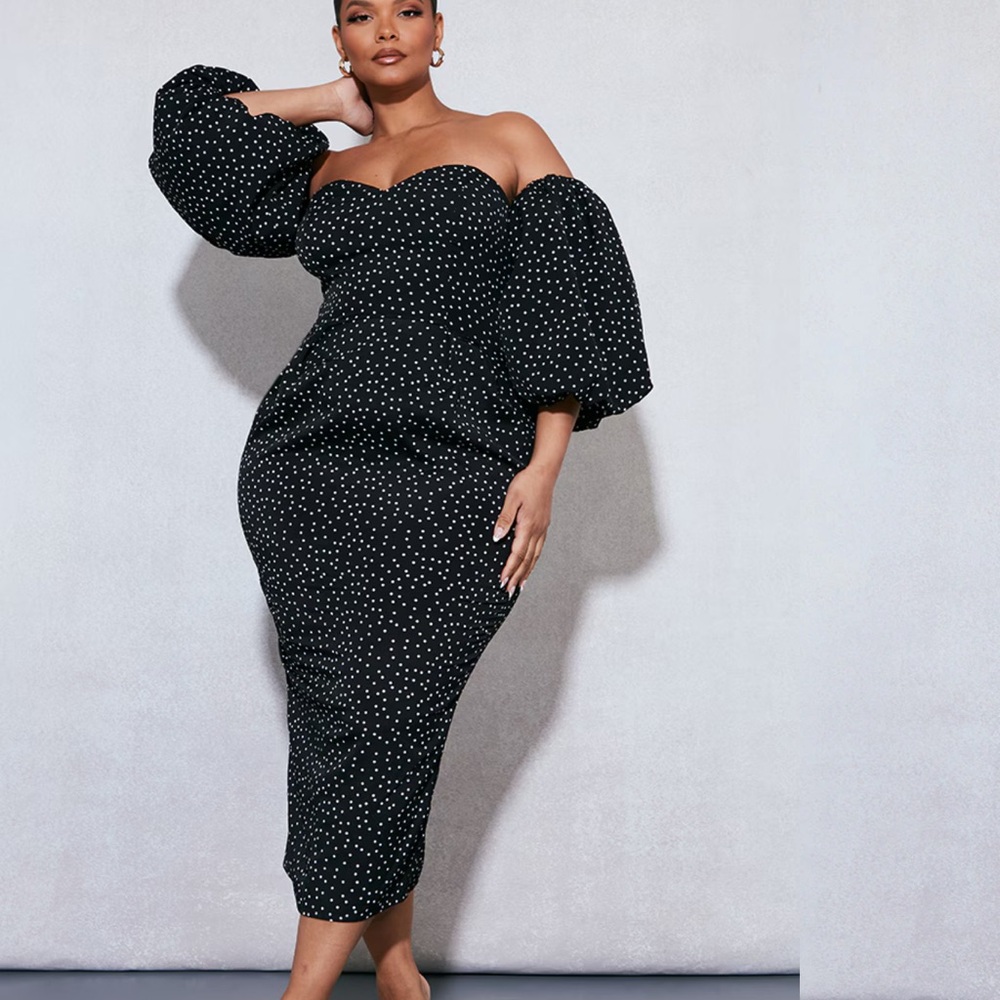 PrettyLittleThing Black and White Polka Dot Dress